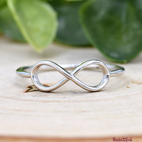 Sterling Silver Minimalist Infinity Ring, Infinity Symbol Sign Promise Ring, Infinity Wedding Ring, Anniversary Gift, Infinity Thumb Ring