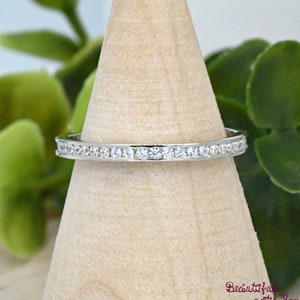 Channel Set Wedding Band Half Eternity Stacking Ring 