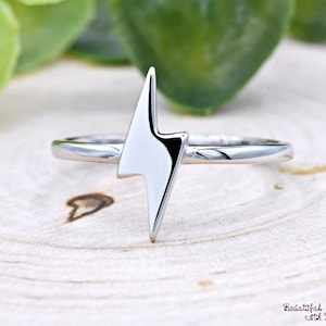 Thunderbolt Ring, Lightning Bolt Ring Silver, Thunderbolt Lightning Bolt 925 Sterling Silver Ring, Nature Inspired Ring, Minimalist Jewelry