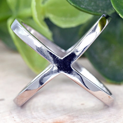 Silver Rings Sterling Silver Criss Cross Ring X Ring Etsy