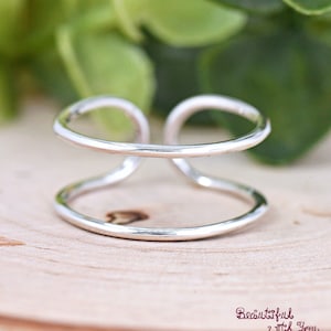 10mm Double Lines Wire Style Adjustable Open Flexible Thumb Ring Solid 925 Sterling Silver Dainty Minimalist Design Everyday Jewelry