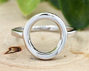 Karma Ring, Open Circle O Ring, Open Circle Ring Silver, 925 Sterling Silver Trendy Ring, Womens Silver Ring, Statement Ring