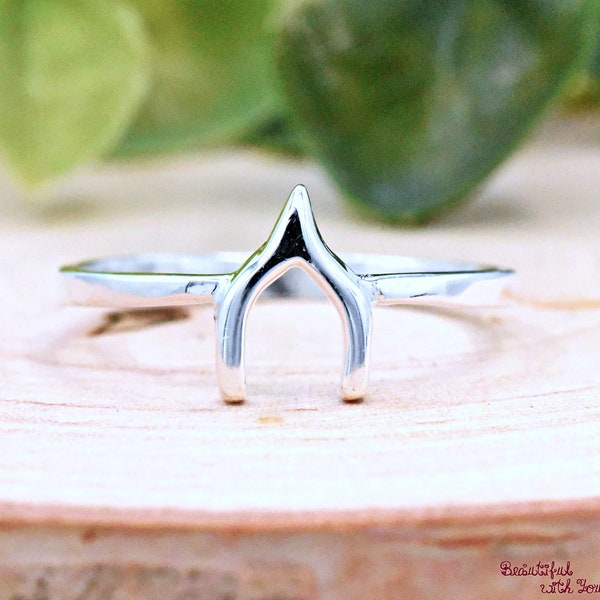 Dainty Lucky Wishbone Ring, 925 Sterling Silver Delicate Cute Little Wishbone V Shape Ring, Wishbone Engagement Promise Ring Band