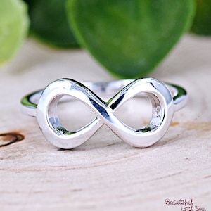 High Polished Sterling Silver Minimalist Simple Plain Infinity Ring, Infinity Promise Ring, Engagement Ring, Infinity Silver Wedding Ring