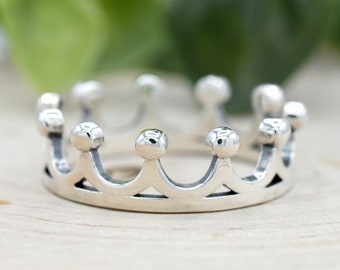 Sterling Silver Marcasite Stone Crown Ring Sterling Silver Marcasite Stone Crown Ring