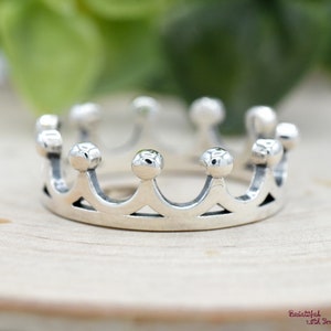 Simple Cute Crown Ring, Girls Womens Crown Princess Tiara Ring, Solid 925 Sterling Silver Everyday Jewelry Ring, Ladies Casual Ring Band