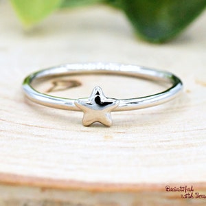 5mm Petite Dainty Star Ring, Solid 925 Sterling Silver Star Solitaire Ring, Cute Tiny Star Rings for Womens Teens Girls