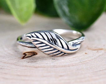 Nature Inspired Leaf Vine Ring, Solid 925 Sterling Silver Leaf Ring, Women's Leaf Ring, Gift for Her, Silver Ring