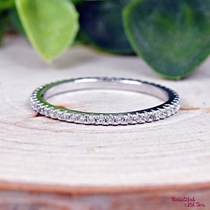2mm Skinny Thin Full Eternity Band CZ Sterling Silver, High Quality CZ Full Eternity Ring, Thin Engagement Ring, Minimalist Simple CZ Ring