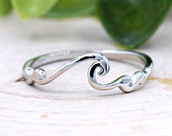 Big & Small Multiple Waves Ring, Ocean Tide Sea Plunging Waves Silver Ring, Nautical Beach Summer Jewelry, Trendy Everyday Silver Ring