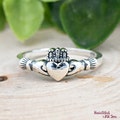 Solid 925 Sterling Silver Irish Traditional Celtic Claddagh Ring Womens Dainty Everyday Jewelry Promise Engagement Wedding Band