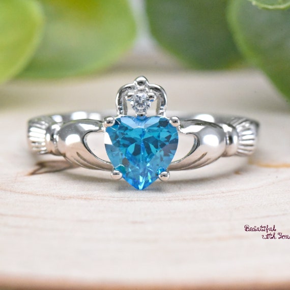Claddagh Toe Ring Sterling Silver 925 Best Choice Jewelry USA Seller Blue Topaz