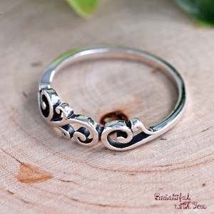 Delicate Rings Silver Delicate Filigree Half Eternity Silver Ring, Boho Trendy Statement Ring ...