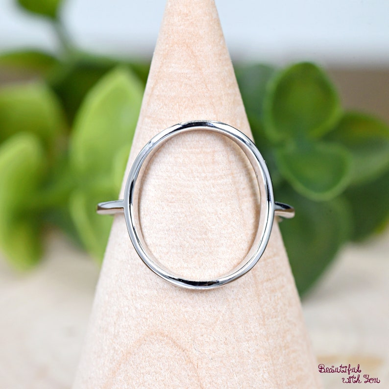 Karma Ring, 16mm Big Open Circle Ring, O Ring Silver, 925 Sterling Silver Curved Circle Concave Ring, Womens Fashion Ring, Minimalist Ring image 2