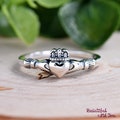 Solid 925 Sterling Silver Irish Traditional Celtic Claddagh Ring Womens Dainty Everyday Jewelry Promise Engagement Wedding Band