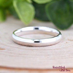 Minimalist Simple Plain High Polished Comfort Fit 3mm Solid 925 Sterling Silver Ring Wedding Band Anniversary Gift for Her Girlfriend
