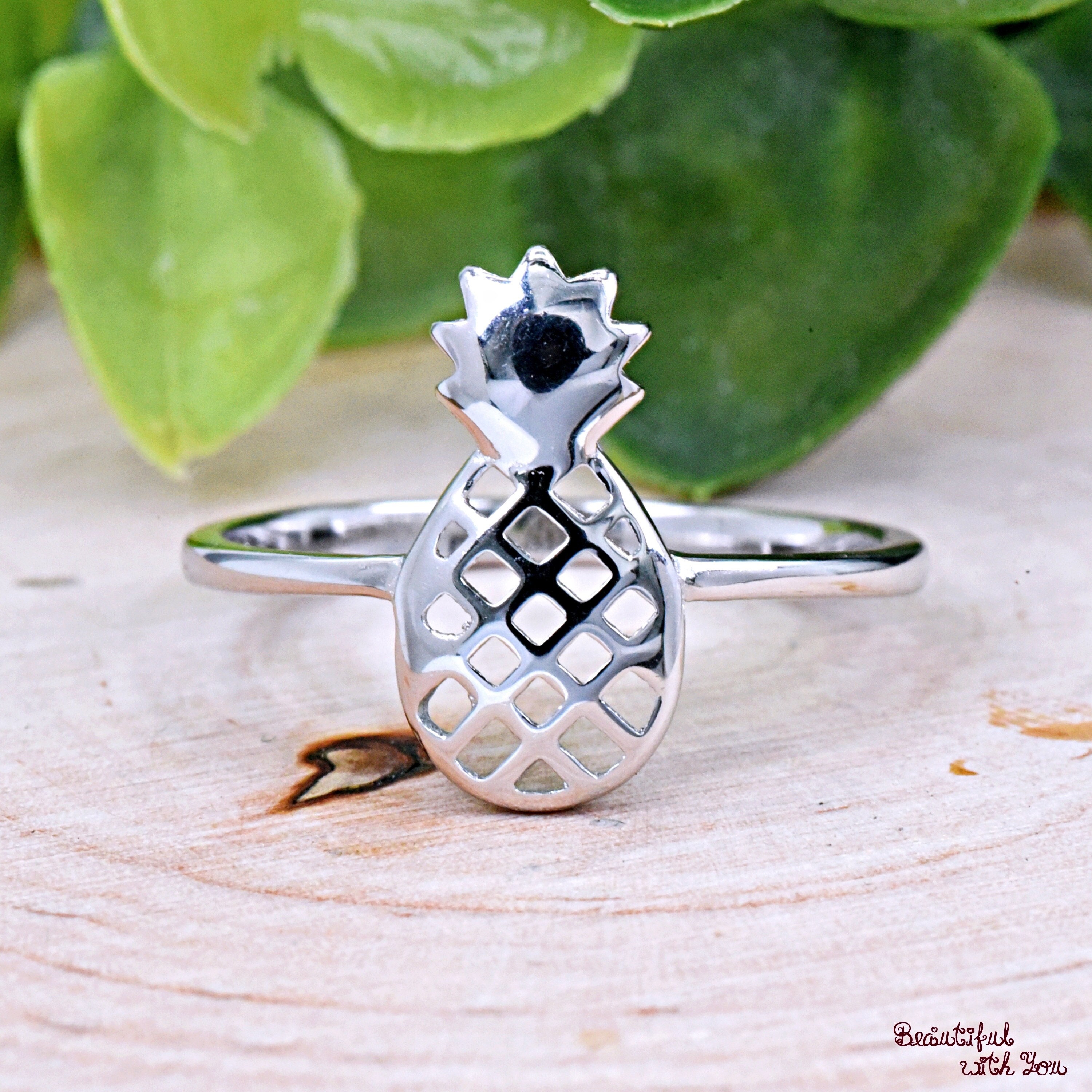 Sterling Silver Minimalist Pineapple Ring Cut Out Pineapple Ring