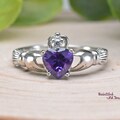 Purple Claddagh Ring, Amethyst Cubic Zirconia Traditional Irish Ring, 925 Sterling Silver Claddagh Ring, February Birthstone Celtic Ring