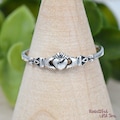 Petite Tiny Irish Claddagh Ring Girls Womens Teens Children, Dainty Celtic Claddagh Ring, Vintage 925 Sterling Silver Friendship Ring