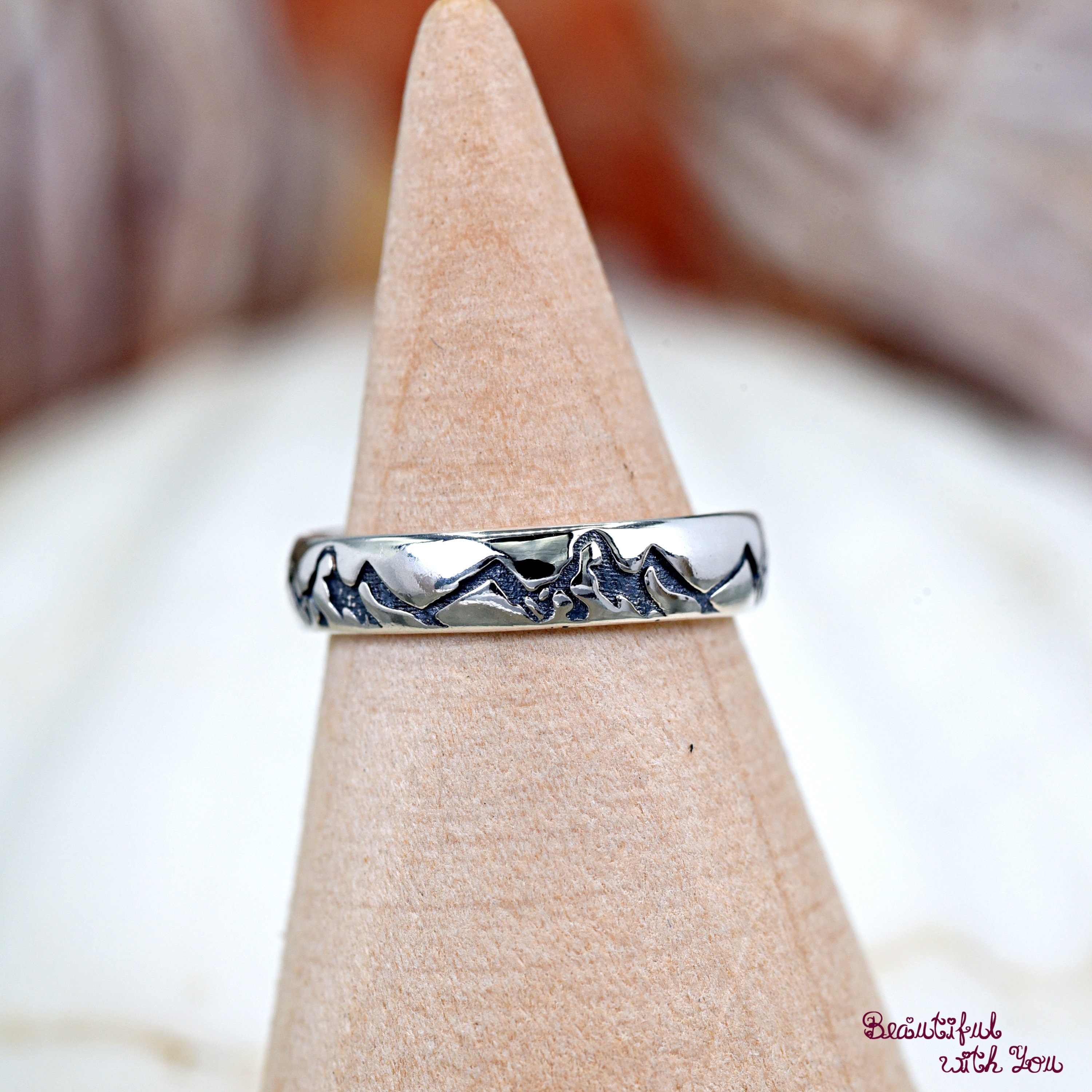 Mountains Range Engraved Toe Ring Solid 925 Sterling Silver Etsy