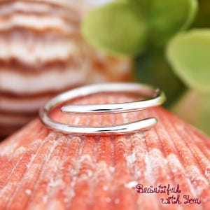 Simple Wire Style Wraparound Open Toe Ring, Adjustable Midi 925 Sterling Silver Toe Ring, Summer Jewelry