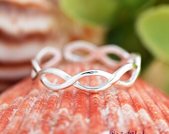 Minimalist Open Braided Toe Ring, Solid 925 Sterling Silver Open Adjustable Flexible Toe Ring, Womens Toe Ring, Midi Infinity Knot Ring