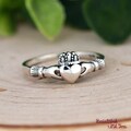 Solid 925 Sterling Silver Irish Traditional Celtic Claddagh Ring Womens Dainty Everyday Jewelry Promise Engagement Wedding Band
