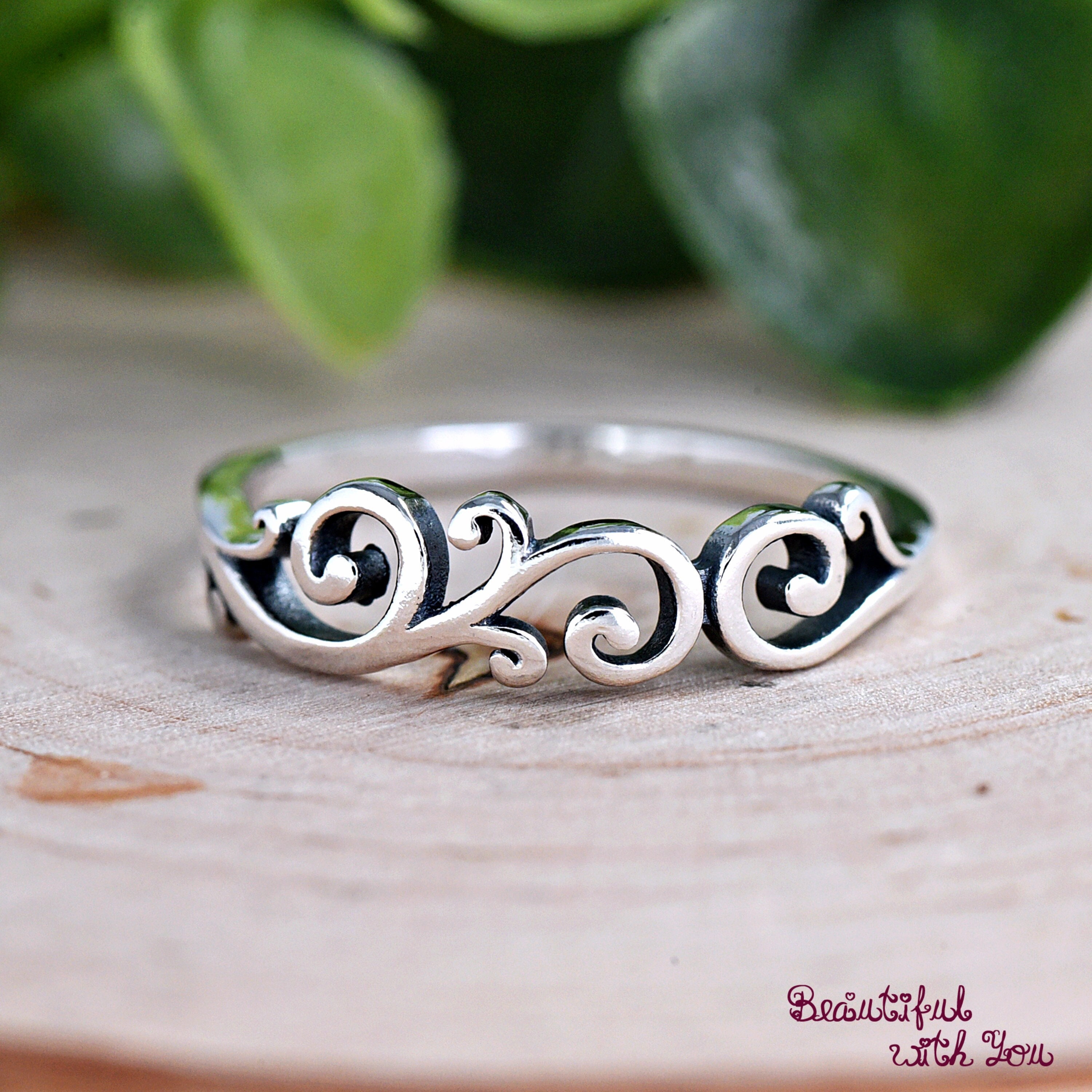 Boho Silver Plated Statement Ring – Adjustable Filigree Wrap Ring For Women, Tribal Style Jewelry Gift