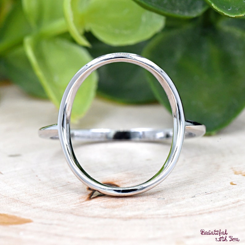 Karma Ring, 16mm Big Open Circle Ring, O Ring Silver, 925 Sterling Silver Curved Circle Concave Ring, Womens Fashion Ring, Minimalist Ring image 1