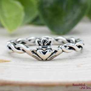 Rope Knot Traditional Irish Celtic Claddagh Ring Solid 925 Sterling Silver Twisted Celtic Knot Claddagh Promise Engagement Ring Girls Womens