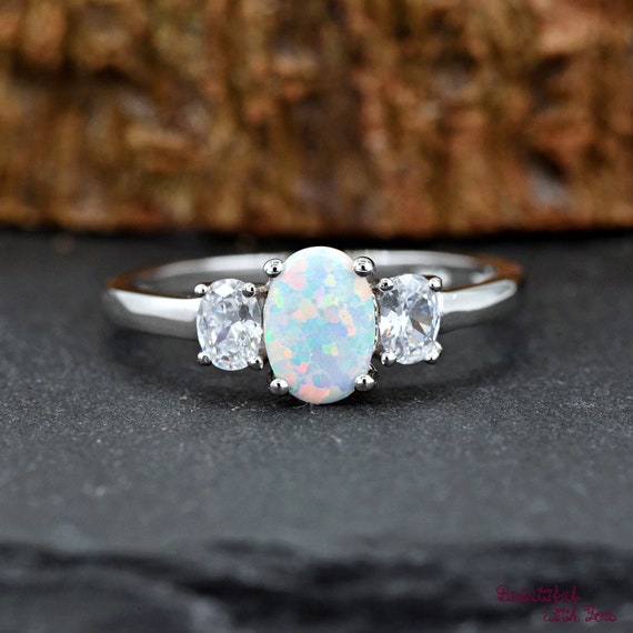 Womens Wedding Ring Opal Wedding Band Opal Promise Ring