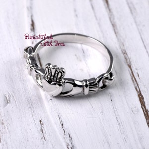 Celtic Claddagh Ring Silver, Silver Claddagh Ring, Simple Claddagh Ring, Irish Celtic Ring, Heart Claddagh Ring, Womens Claddagh Ring Silver image 3