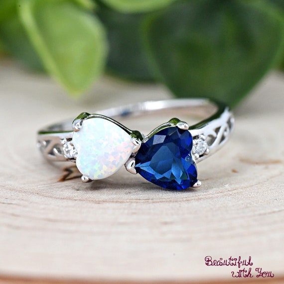 Blue Synthetic Opal Ring Round Shape Bead Design Band Sterling Silver Blue Synthetic Opal Ring Round Shape Bead Design Band Sterling Silver