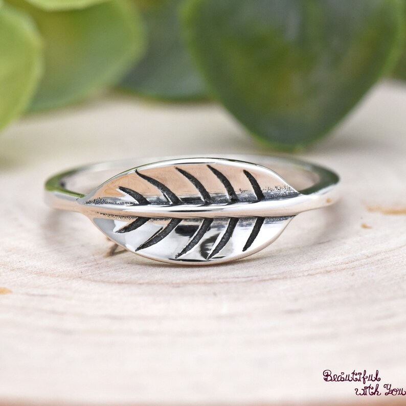 Silver Leaf Ring Gift Ideas Leaf Wedding Ring Dainty 7mm Leaf Ring Silver Leaf Ring Womens Sterling Silver Nature Inspired Leaf Ring
