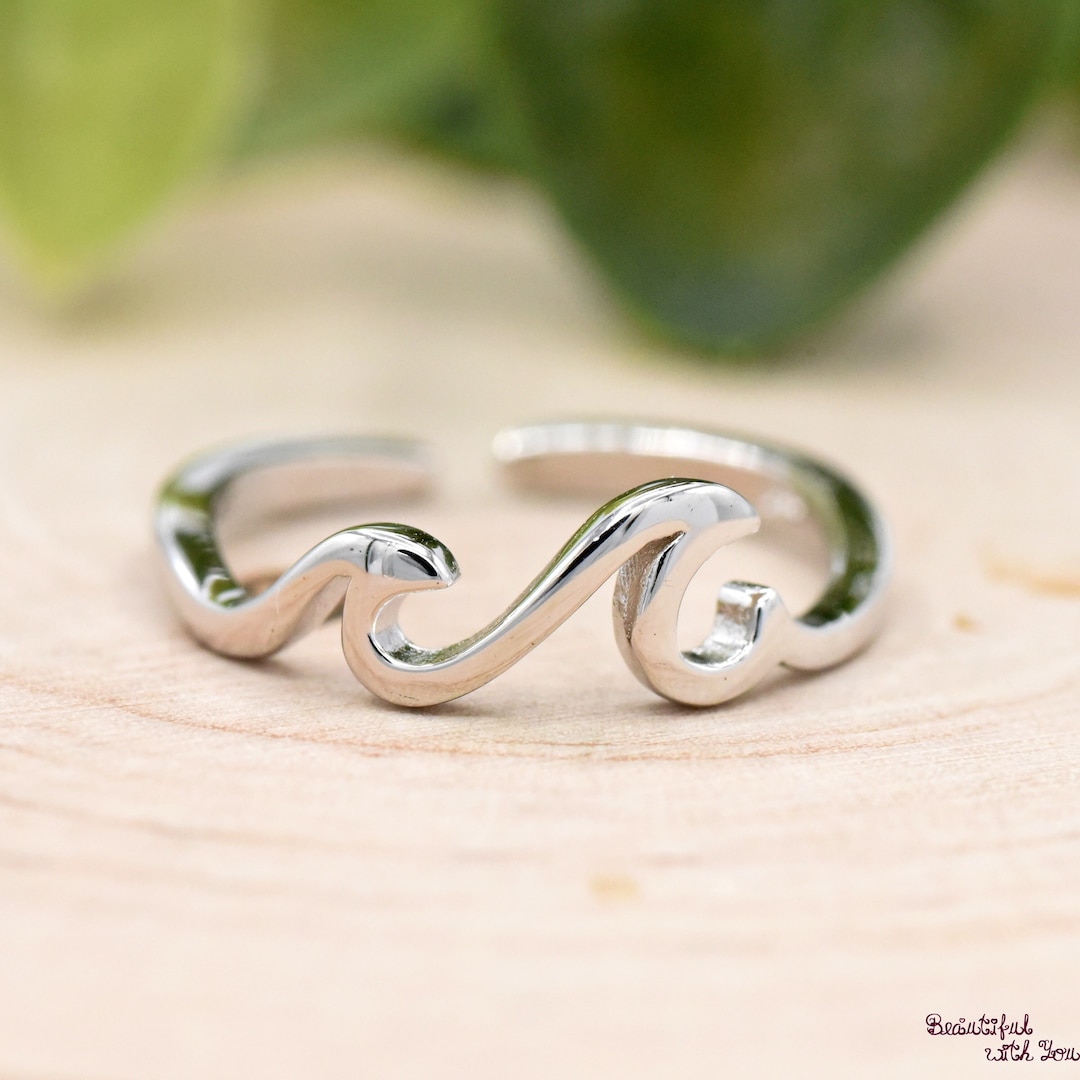 High and Low Ocean Waves Toe Ring, Adjustable Flexible Open Toe Ring