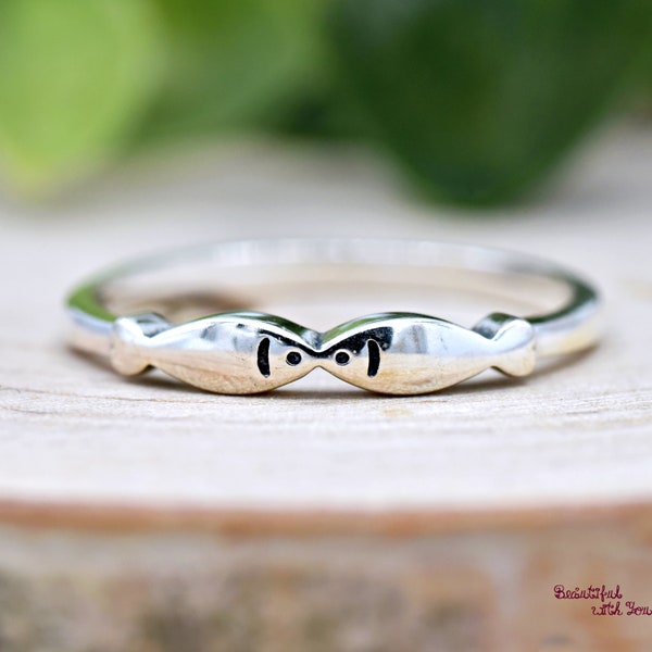 Kissing Gourami Fish Silver Promise Ring, 925 Sterling Silver Kissing Fish Ring, Christians Ichthys Symbol Ring, Minimalist Silver Ring