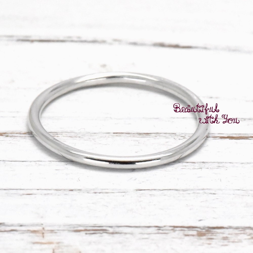 Thin Thumb Ring 1.5mm Silver Wedding Band Unique Rounded Etsy