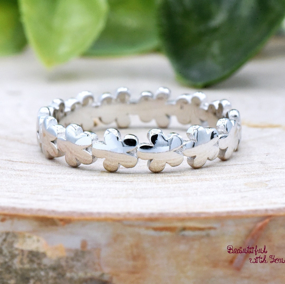 Flower Eternity Ring (SILVER)【Light】 Minimalist Dainty Cute Flowers Eternity Ring, Solid 925