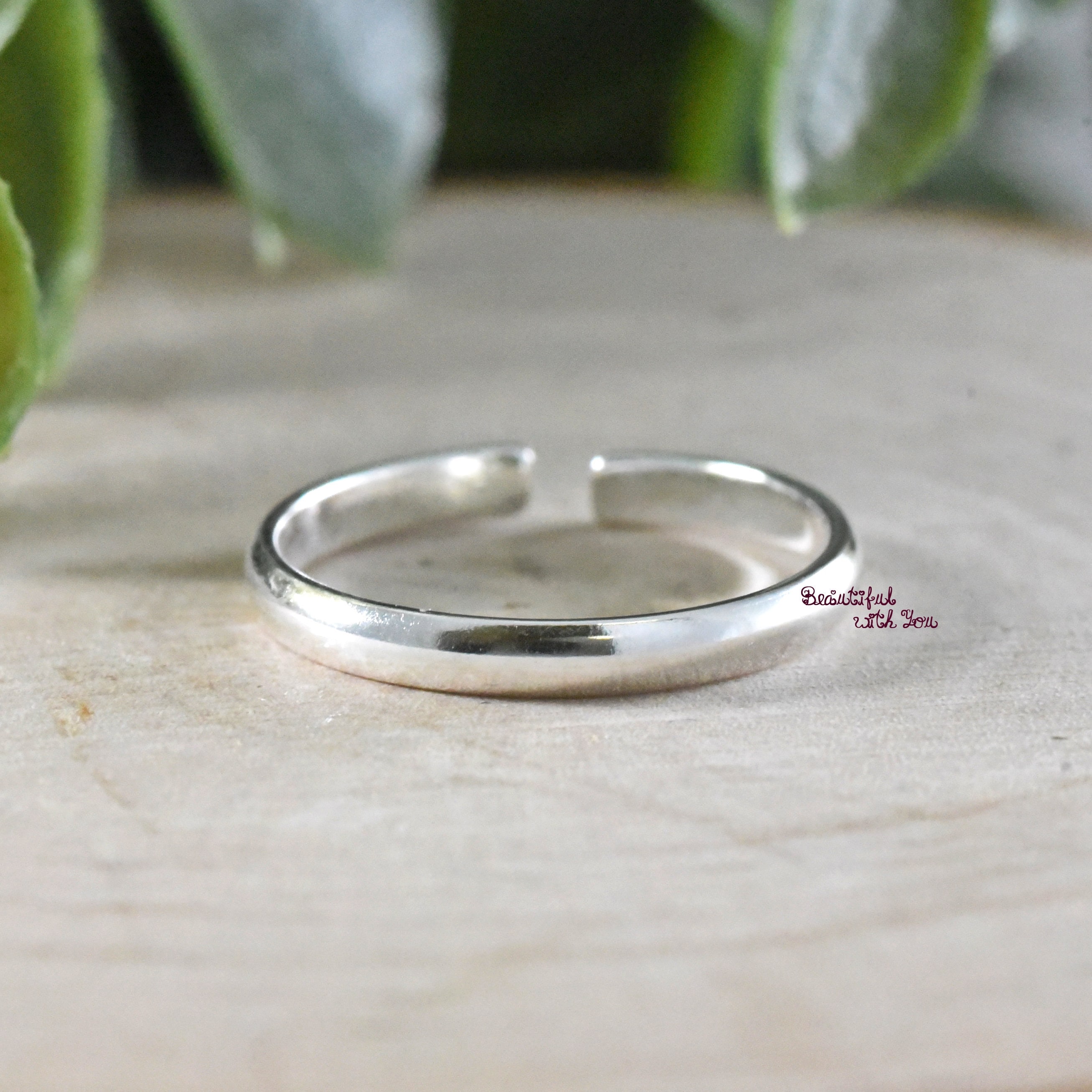 Simple Plain Silver Toe Ring Womens Toe Ring Adjustable Flexible Open Toe Ring 2mm Midi Stackable Sterling Silver Ring Toe Ring Etsy