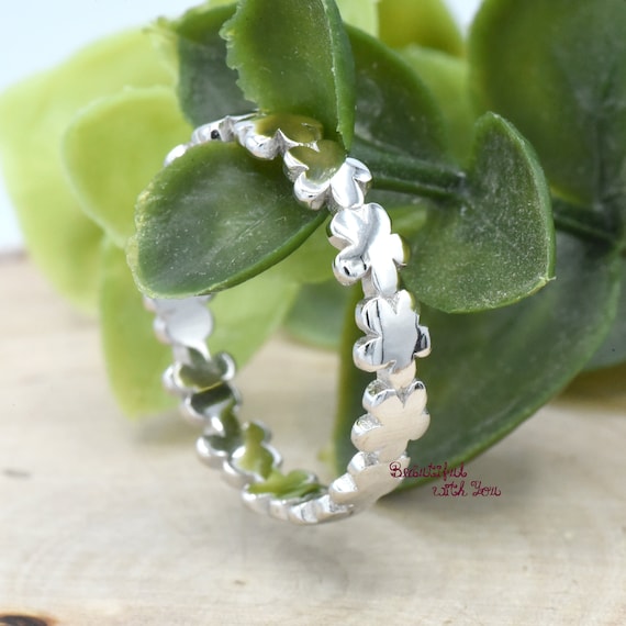 Flower Eternity Ring (SILVER)【Light】 Minimalist Dainty Cute Flowers Eternity Ring, Solid 925