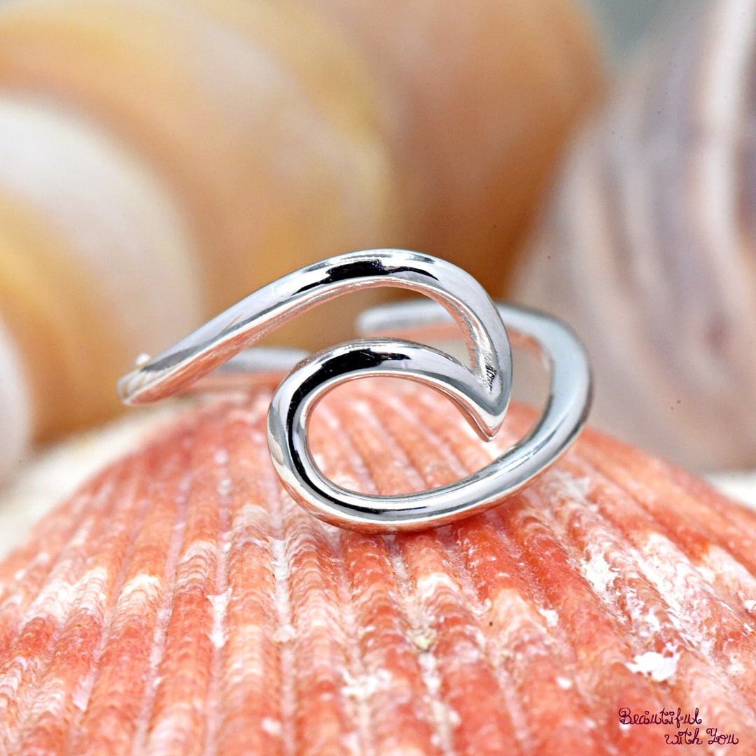 Wave Toe Ring, Womens Toe Ring, Adjustable Flexible Open Toe Ring, Wave