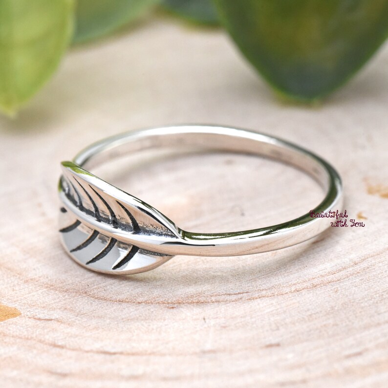 Silver Leaf Ring Gift Ideas Leaf Wedding Ring Dainty 7mm Leaf Ring Silver Leaf Ring Womens Sterling Silver Nature Inspired Leaf Ring