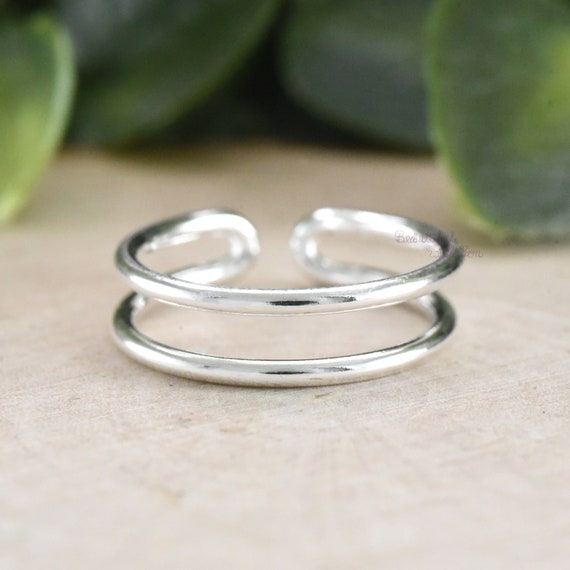 Sterling Silver 925 Toe Ring Plain Pattern Adjustable T 40