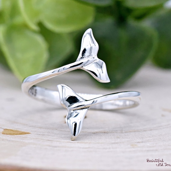 Whale Fluke Ends Open Adjustable Ring Open Midi Whale Ring Solid 925 Sterling Silver Whale Fluke Thumb Ring Multi Finger Trendy Ring Etsy
