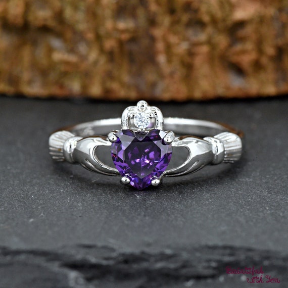 Amethyst claddagh ring sterling silver sale