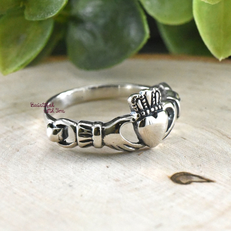 Celtic Claddagh Ring Silver, Silver Claddagh Ring, Simple Claddagh Ring, Irish Celtic Ring, Heart Claddagh Ring, Womens Claddagh Ring Silver image 2