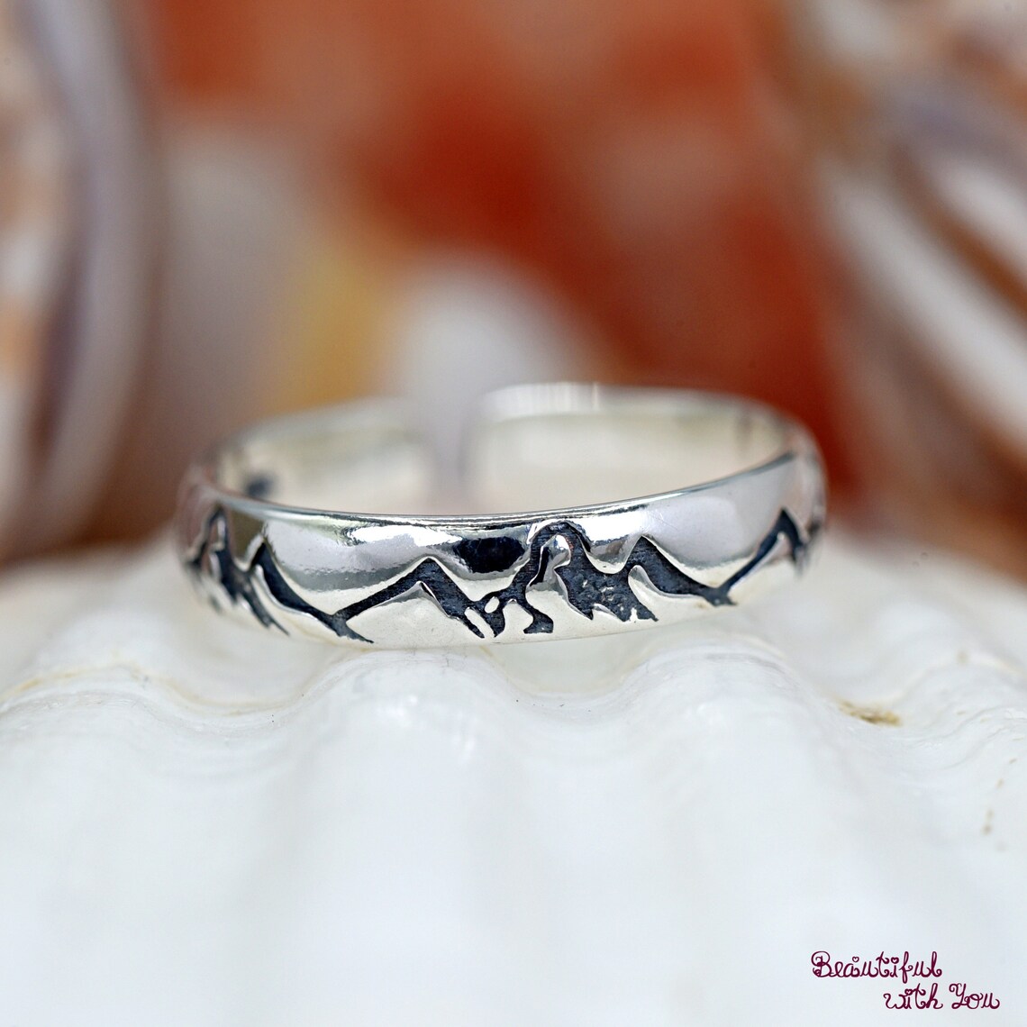 Mountains Range Engraved Toe Ring Solid 925 Sterling Silver Etsy