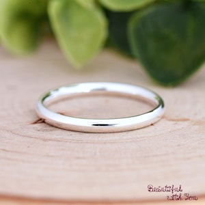 2mm Thin Wedding Band, Minimalist Simple 925 Sterling Silver Ring, Women's Men's Engagement Ring, Gift, Couples Ring