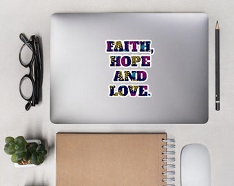 Faith Hope Love Sticker, 1 Corinthians 13 13, Stickers Laptop Aesthetic, Christian Stickers, Bible Verse Stickers for Planners