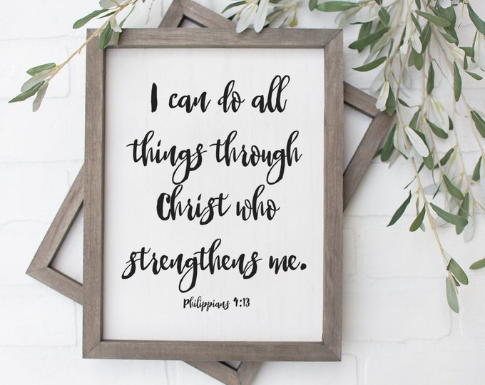 Philippians 4 13 Printable, I Can Do All Things Through Christ Printable, Bible Verse Printables Black and White, Bible Scripture Strength